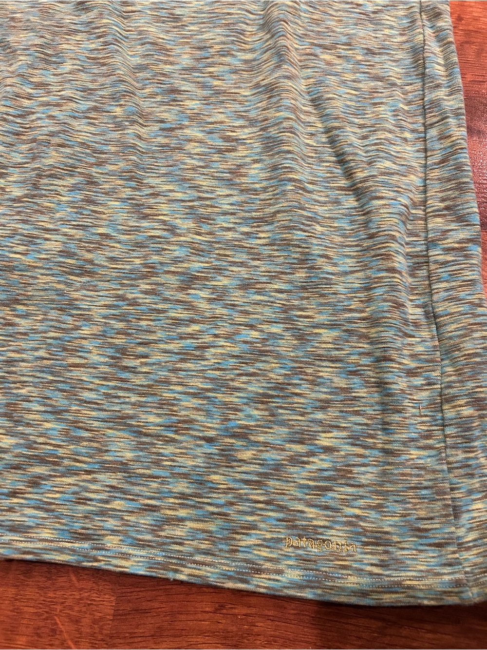 Patagonia Long Mobility Skirt Size Large Green Blue Organic Cotton - Picture 2 of 6